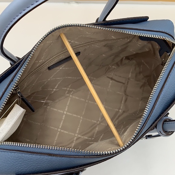 MICHAEL KORS Mercer Md Top Zip Color-Block Belted Satchel Crossbody Purse MK - Picture 13 of 15